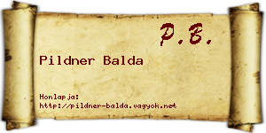 Pildner Balda névjegykártya